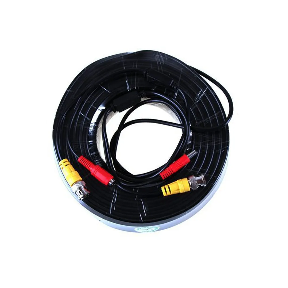 Высокое качество 40 м CCTV кабель BNC+ DC штекер видео и кабель питания для CCTV камеры и DVRs черный цвет коаксиальный кабель
