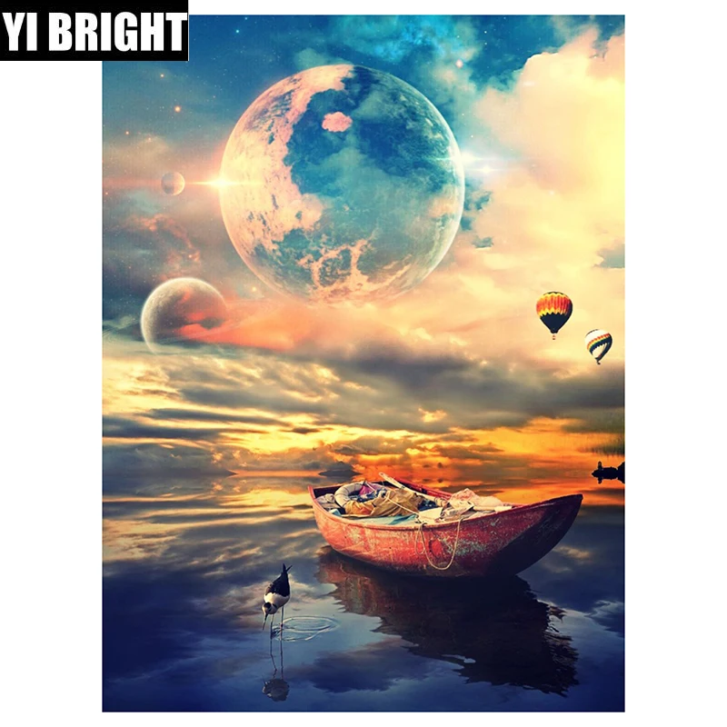 

New Diamond Painting Field deer Cross Stitch moon 5D DIY Square/Round Diamond Embroidery Drill Mosaic Resin Home DecorXPZ