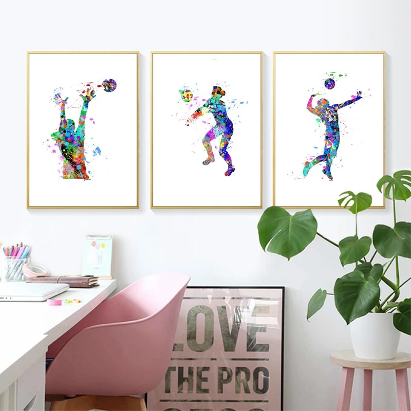 Volleyball Gift Canvas Art Poster Prints Girl Sports Decor Teen Room Volleyball Watercolor Painting Kids Room Wall Art Picture Volleyball Gift Canvas Art Poster Prints Girl Sports Decor Teen Room Volleyball Watercolor Painting Kids Room Wall Art Picture