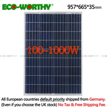 Распродажа! 1/2/3/4/6/8/10 шт. 100W Вт 12 вольт поликристаллические солнечные батареи поликристаллический кремний Батарея зарядки солнечные фотоэлектрические сети караван дома 12V 600/800w