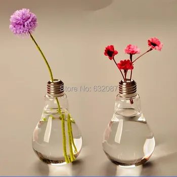 

8pcs/pack Bulb shaped Glass Vase Glass Terrarium Home Decorative Creative Glassware Friend Gift China glass supplier