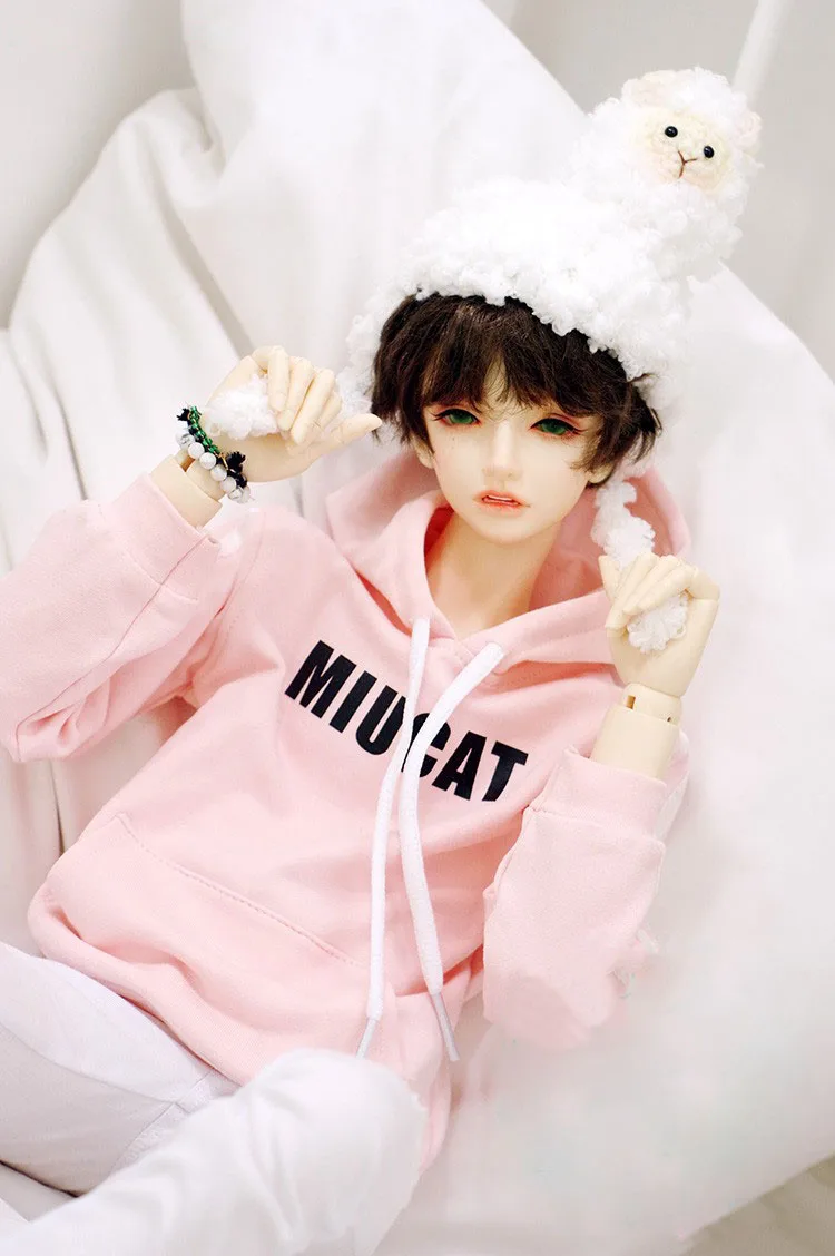 BJD кукольная одежда 1/3 pu shu SD13 толстовка с капюшоном с принтом Четыре цвета в куклу модная куртка аксессуары - Цвет: Розовый