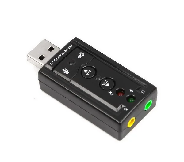Dhl ИЛИ ems 200 шт USB в 3D Аудио USB адаптер звуковой карты 7,1 канал профессиональная гарнитура микрофон 3,5 мм разъем
