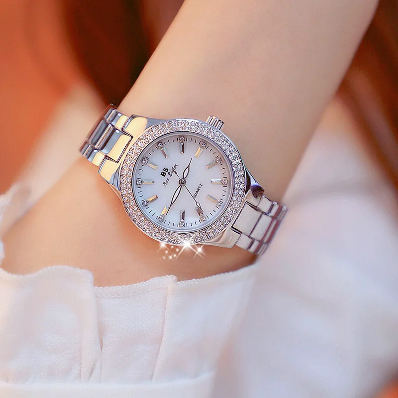 

2019 Luxury Brand lady Crystal Watch Women Dress Watch Fashion Rose Gold Quartz Watches Female Stainless Steel Wristwatches