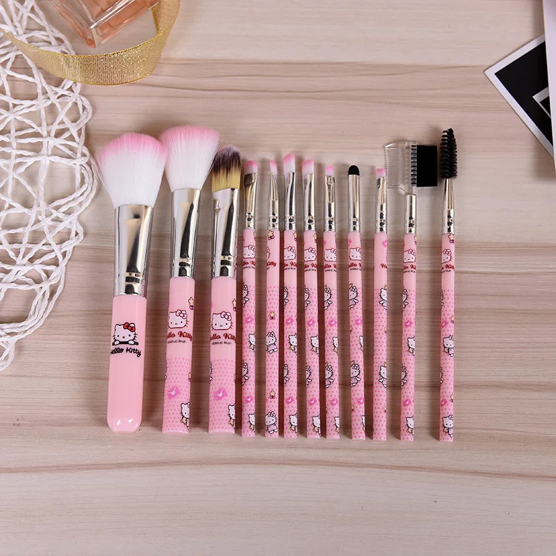 Bonito dos Desenhos Pincéis de Maquiagem Sombra de Olho Animados Conjunto Fundação Delineador Pestana Lábio Compõem Escova Cosméticos Beleza Kit Ferramenta Quente 12 pó 10 delineador pestana lábio compõem escova cosméticos beleza kit ferramenta quente