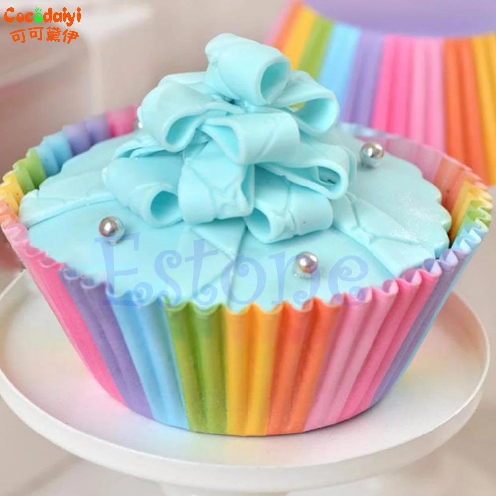 Rainbow Paper Cake Cup Cupcake Cases Baking Muffin Dessert Party