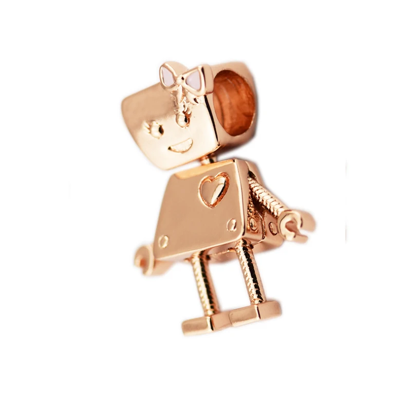 

Pandulaso Rose Gold Bella Bot Charm sterling silver jewelry Fit Original Bracelet & Necklace Beads for women DIY Fashion Jewelry