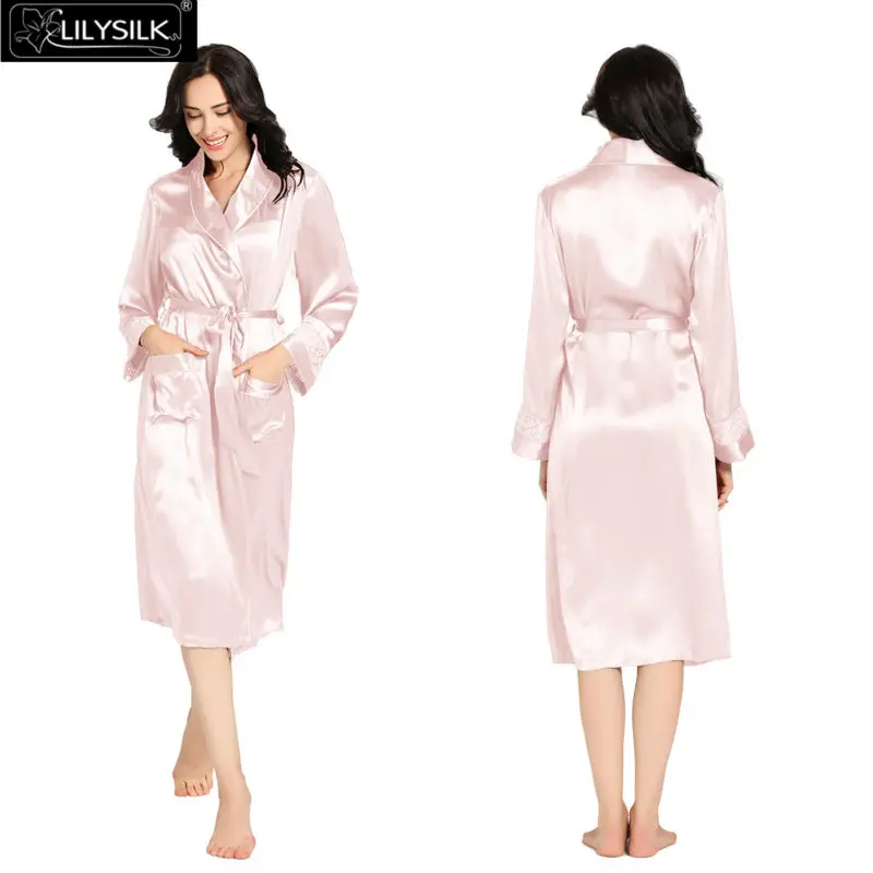 LilySilk халат кимоно пеньюар женский домашняя одежда для женщин шелковый китайский шелк тонко разработаны длинные 22 momme