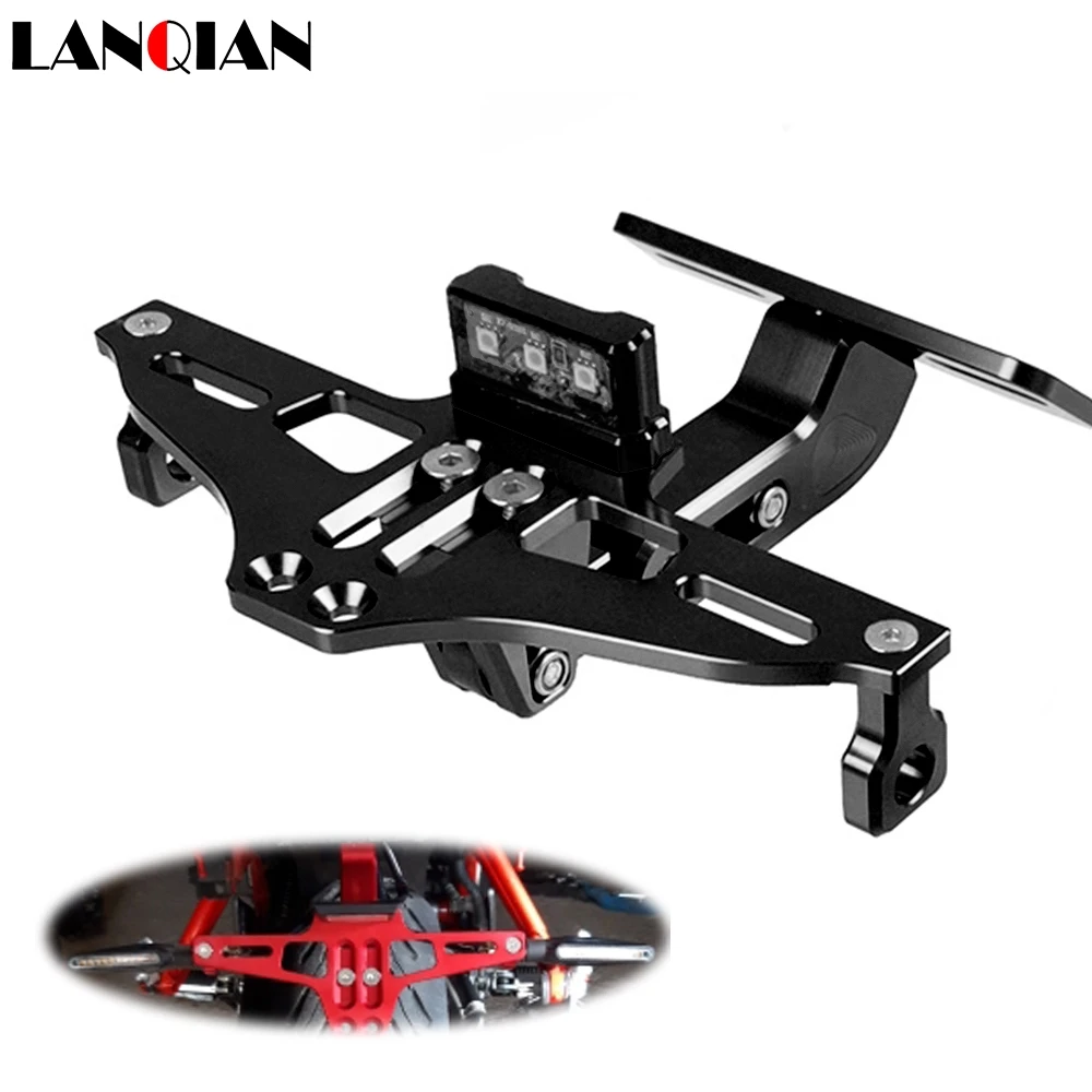Universal Motorcycle License Plate Bracket With Light For Plate For