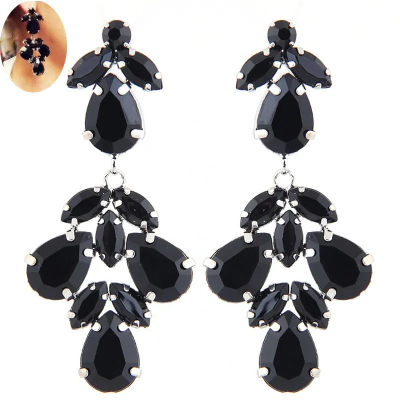 

European Fashion Jewelry Vintage Resin Stone Long Women Exaggerated Earrings