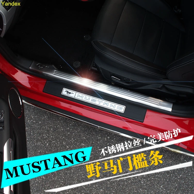 

Yandex for ford mustang door sill built-in threshold modification stainless steel carbon fiber plate interior pedal threshold