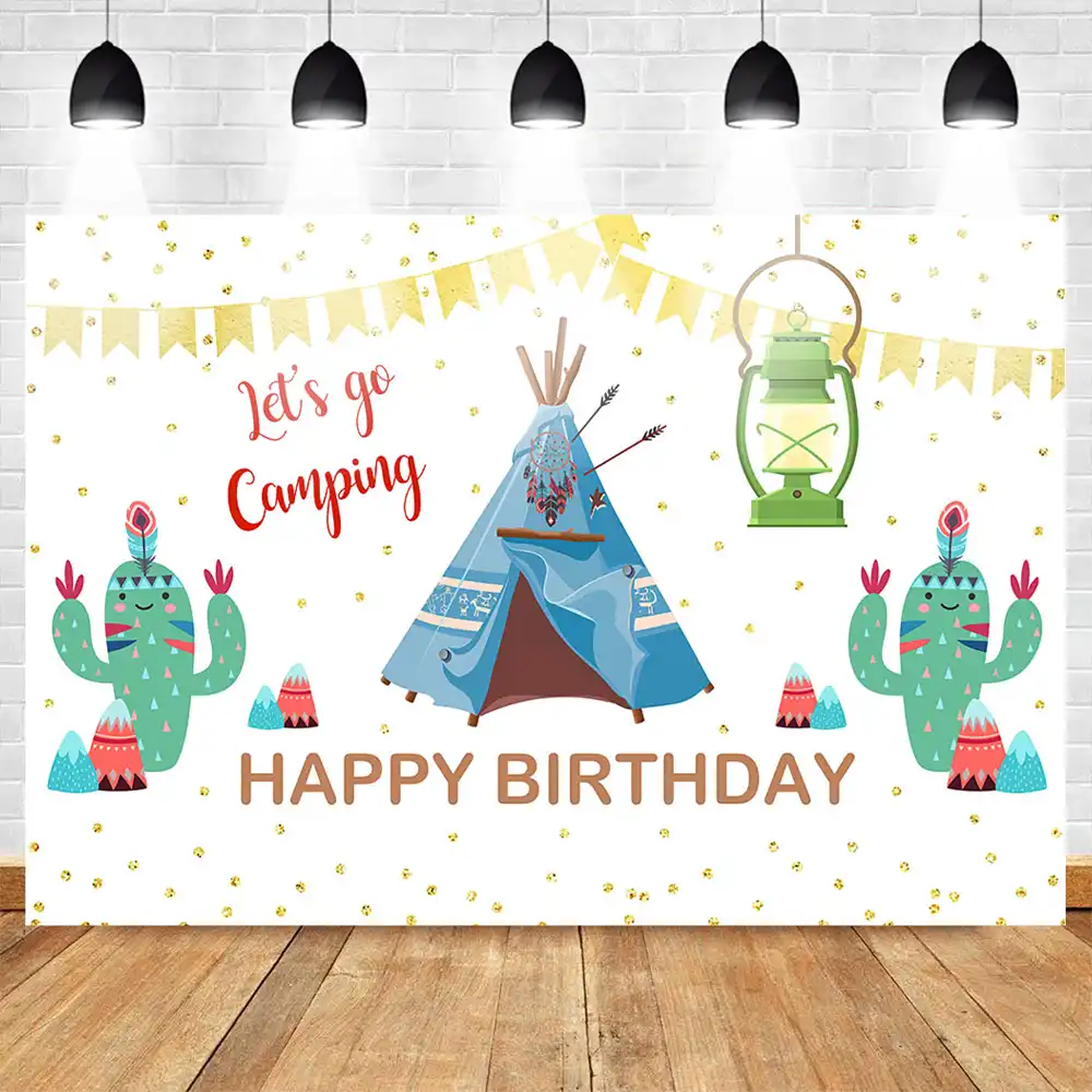 Go Camping Theme Backdrop For Photography Happy Birthday