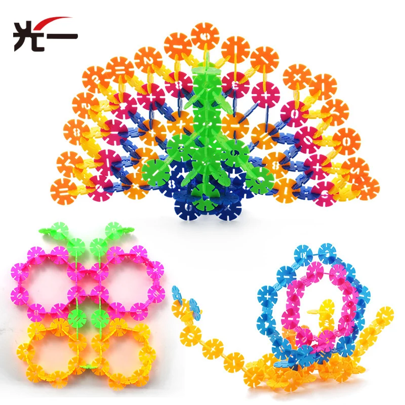 100pcs Plastic Building Block Kids DIY Multicolor Snowflake Building