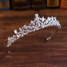 Full CZ Tiara Bride Cubic Zircon Crown Diadema Wedding Hair Accessories Jewelry Bijoux Tiaras Crowns Coroa