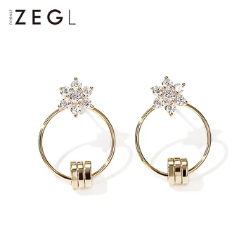 

ZEGL female earrings 925 sterling silver needle small circle earrings female temperament short earrings simple wild earrings