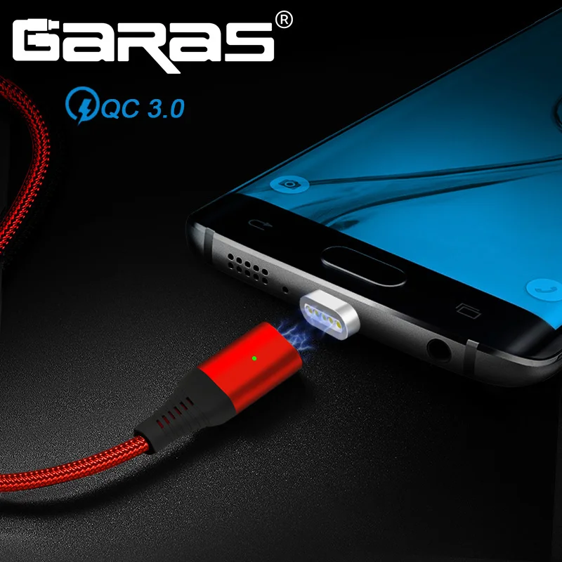 Магнитный кабель GARAS QC3.0 с портом Type C для быстрой зарядки USB передачи данных