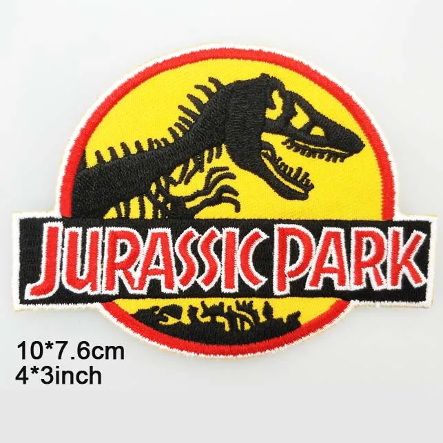 Динозавр Парк вышитые железные на одежду патч для одежды наклейки одежда аксессуары - Цвет: yellow background