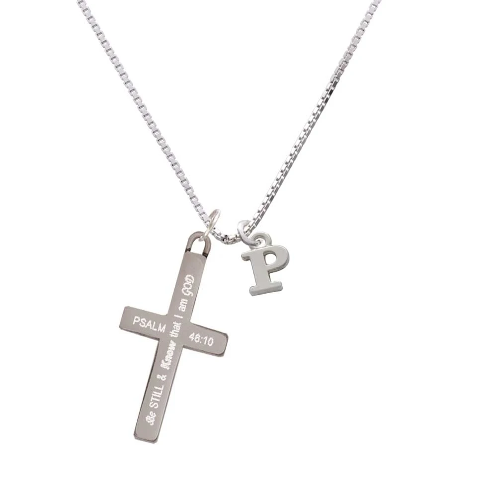 Small Greek Letter - Rho - - Be Still and Know - Cross Necklace