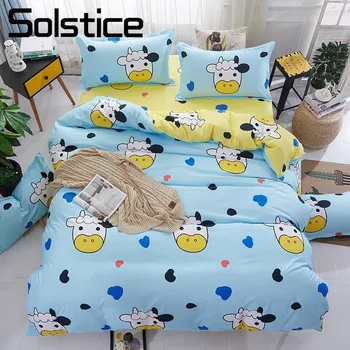 

Solstice Home Textile King Queen Twin Size Bedding Set Kid Child Teen Boy Girl Linen Cow Duvet Quilt Cover Pillowcase Flat Sheet