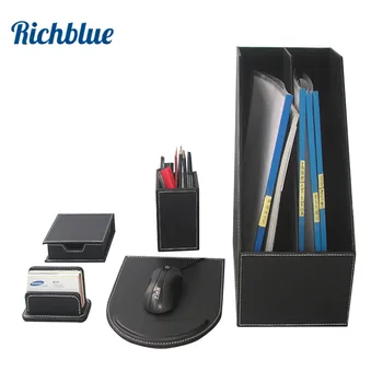 Cheap Hot Sales 5 Pcs /Set File Stationery Storage Boxes Desk Organizer Sets Pen Holder Box Note Case Card Stand Mouse Mat Pad T93