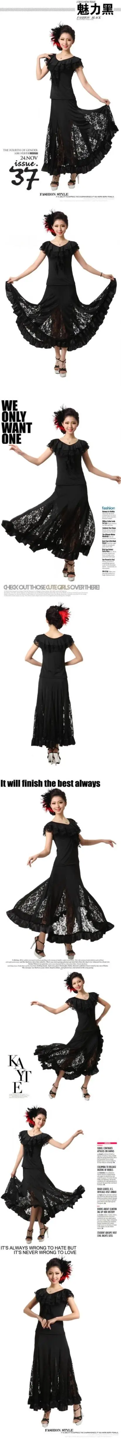 Костюмы для Фламенко юбка 1 шт Костюмы для латиноамериканских танцев платье для танцев Для женщин Кружево Новый 2018 Стандартный платье для