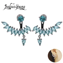 Роскошные серьги-гвоздики с синим камнем, висячие серьги с кубическим цирконием, свадебные серьги для женщин, вечерние серьги, AE364