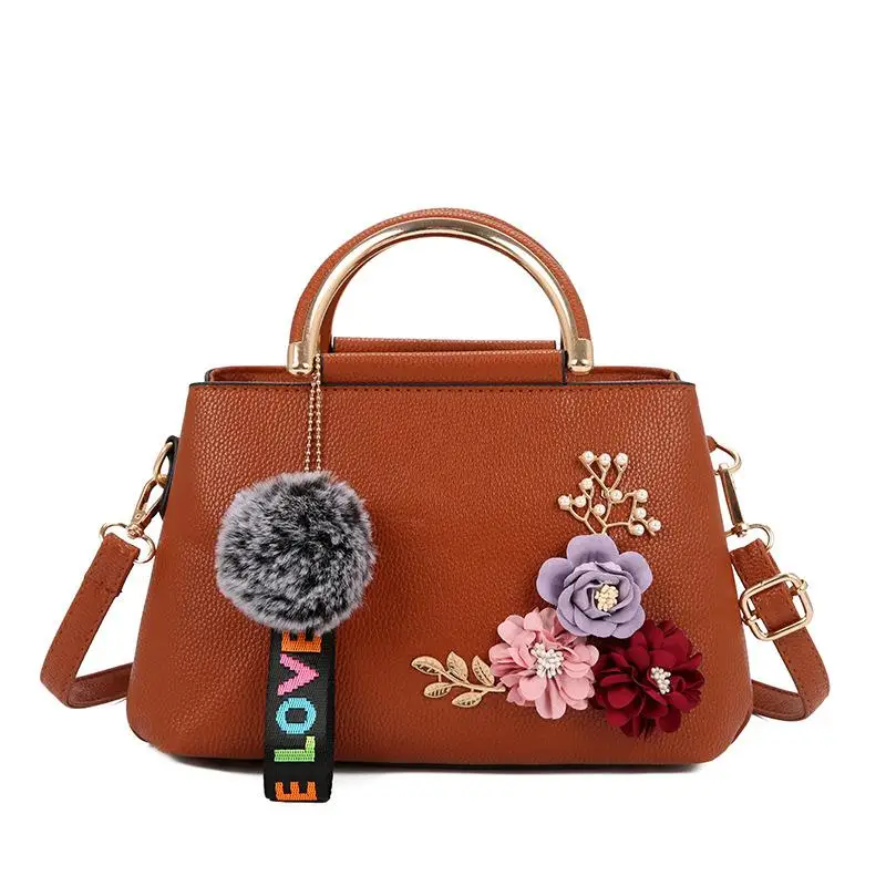 Unishow Designer Simple Sticky Flower Women Handbag Multi-layer Women Shoulder Bags Brand Female Small Women Crossbody Bag - Цвет: Коричневый