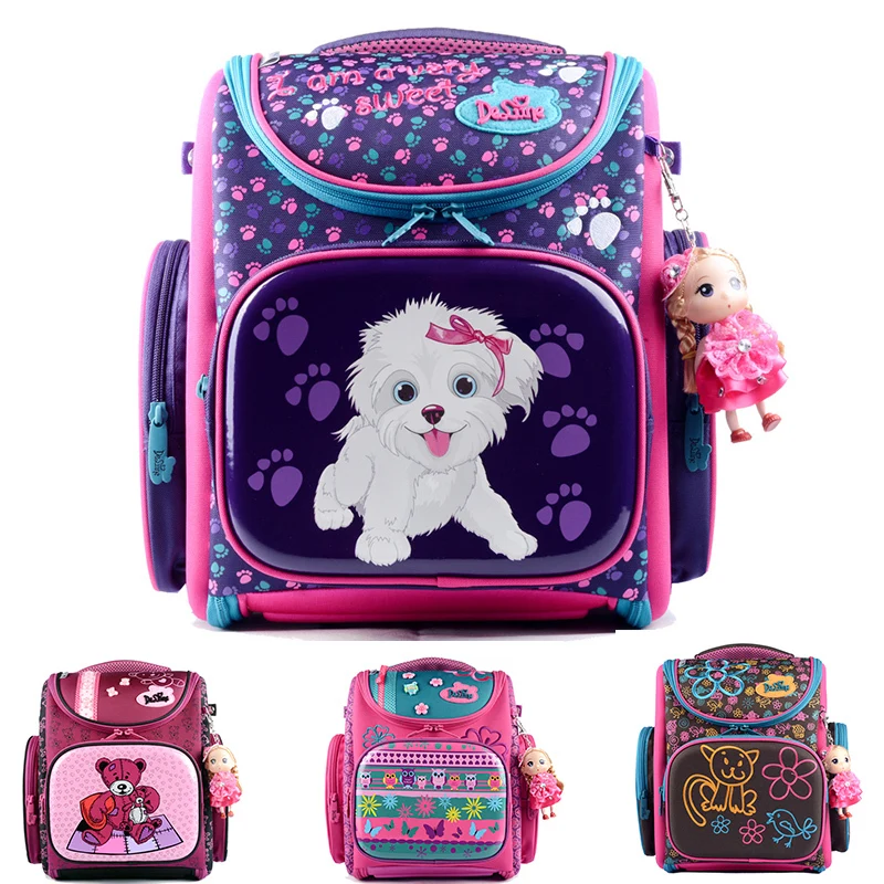 Delune 2016 New European Children School Bag Girls Boys Backpack Cartoon Mochila Infantil Large Capacity Orthopedic Schoolbag