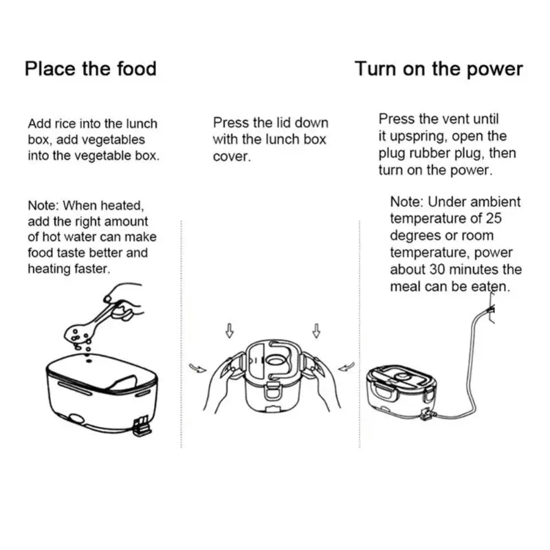 Электрический нагревательный Ланч-бокс с ложкой, контейнер для еды, автомобильный контейнер для риса, грелка для школы, офиса, дома, столовая посуда