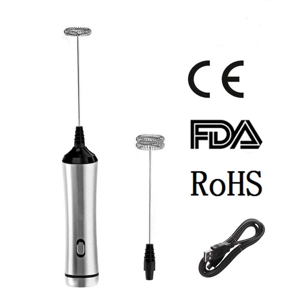 LUCOG 1800 мАч батарея электрический миксер зарядка через usb молочный пенообразователь портативный Миксер с 2 шт. стальные венчики для приготовления кофе яиц