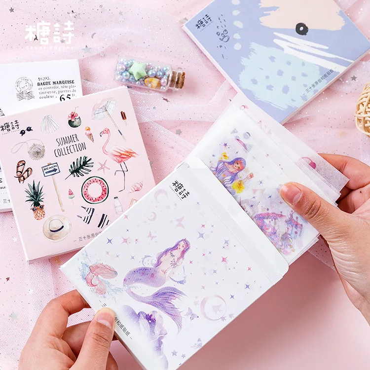 30 unids/pack esquina sirena caja bala diario pegatinas decorativas adhesivos DIY decoración diario pegatinas de papelería 30 unids/pack esquina sirena caja bala diario pegatinas decorativas adhesivos DIY decoración diario pegatinas de papelería