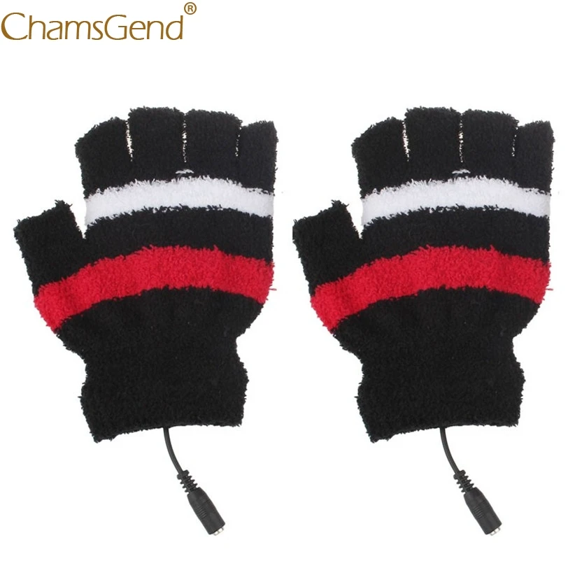

Newly Design USB Electric Hand Heating Gloves Mittens Women Warm Plush Striped Gloves Winter Fingerless Fleece Gloves Motorcycle