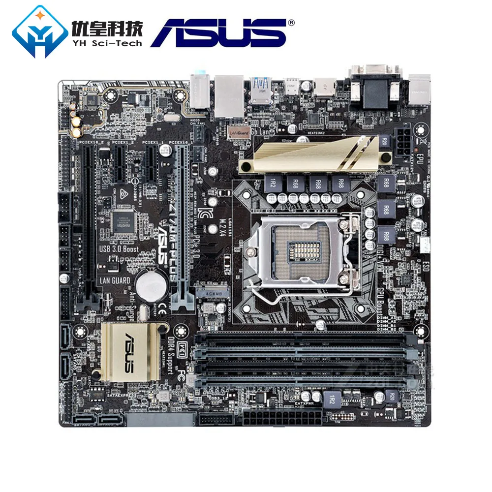 Asus Z170M-PLUS Intel Z170 оригинальная материнская плата для настольных ПК LGA 1151 Core i7/i5/i3/Pentium/Celeron DDR4 64G Micro ATX