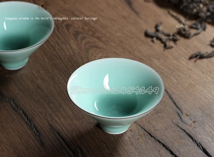 1 шт, два цвета, китайский чжанцзянь, ручная работа, Longquan Celadon, фарфор, кунг-фу, чайная чашка, блюдце, чайная чаша, 65 мл, китайские чашки, шапка, чашка