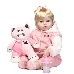 NPK, с милым рисунком кота куклы reborn Младенцы 22 "55 см мягкий силиконовый винил reborn наряд для маленьких принцесс куклы Bebe куклы brinquedos