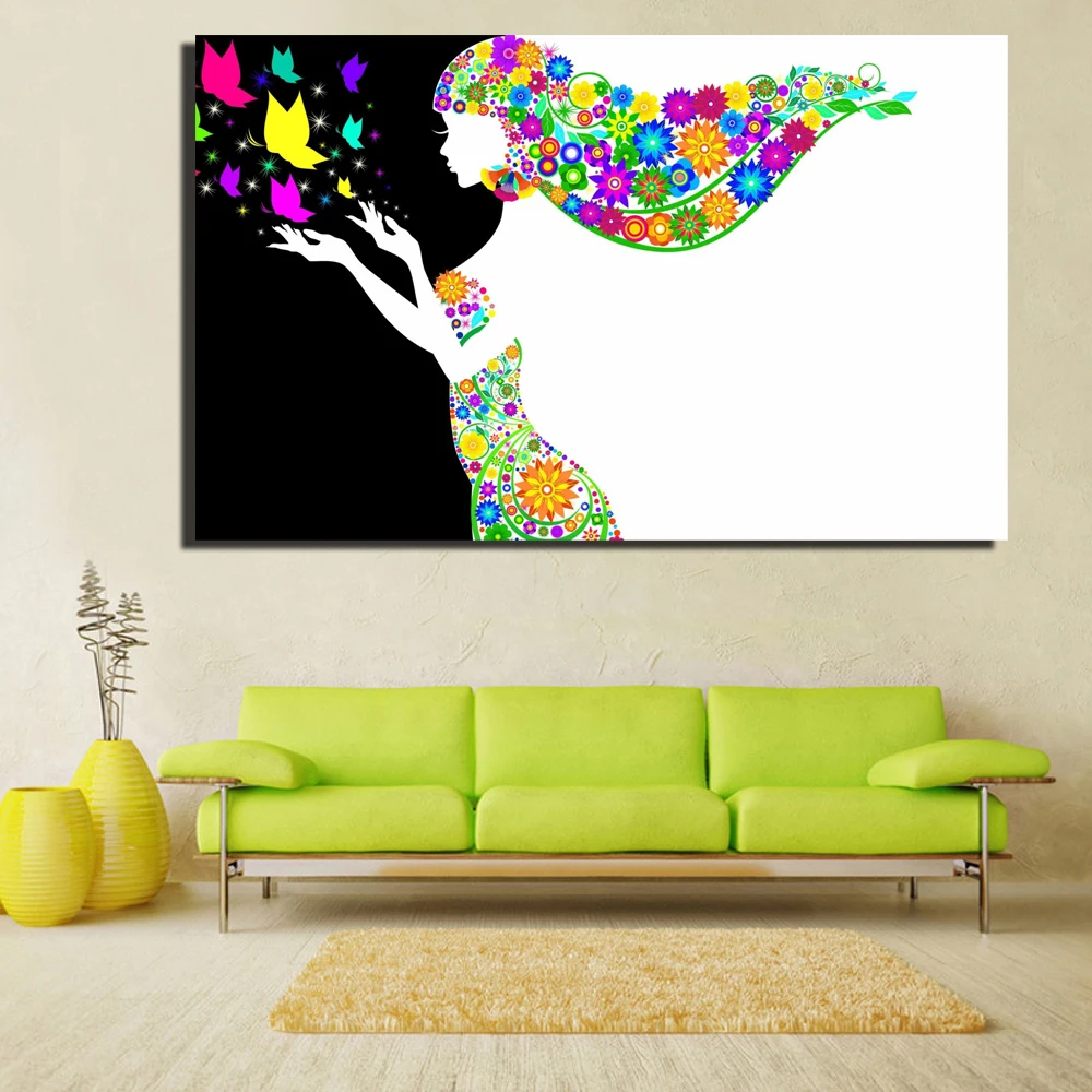 

Abstract Flower Girl Posters For Living Room Wall Large Size Unframed Digital Print Abstract Girl Modern Home Decor Pictures