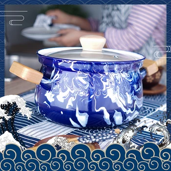 

Japanese anti overflow type thickening big capacity anti scalding soup pot wood handle electromagnetic oven gas application 22cm