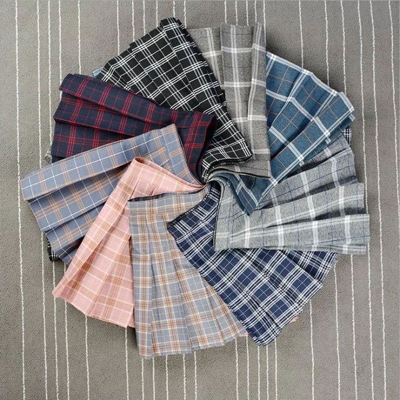 

New Women Mini Skirts 2018 Plaid Pleated Lady Office Skirts High Waist XS-3XL Plus Size Skirts Female #9702