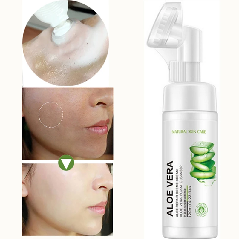 

Aloe Vera Facial Cleanser Foam With Face Cleansing Brush Exfoliating Deep Cleansing Hydration Nutritious Blackheads Skin Care