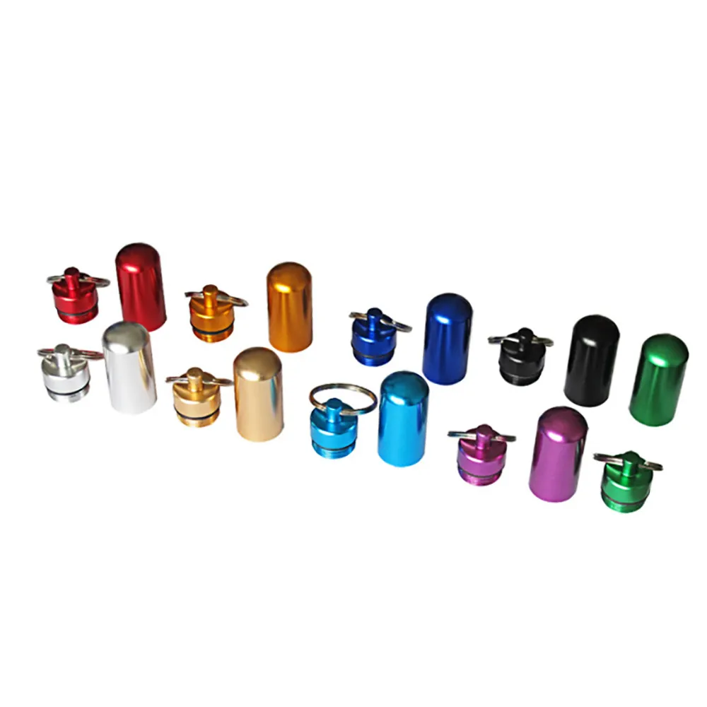

Multicolor Aluminum Alloy Outdoor First Aid Pill Medicine Box Case Holder Container Capsule Key Ring Chain Waterproof 4.0#