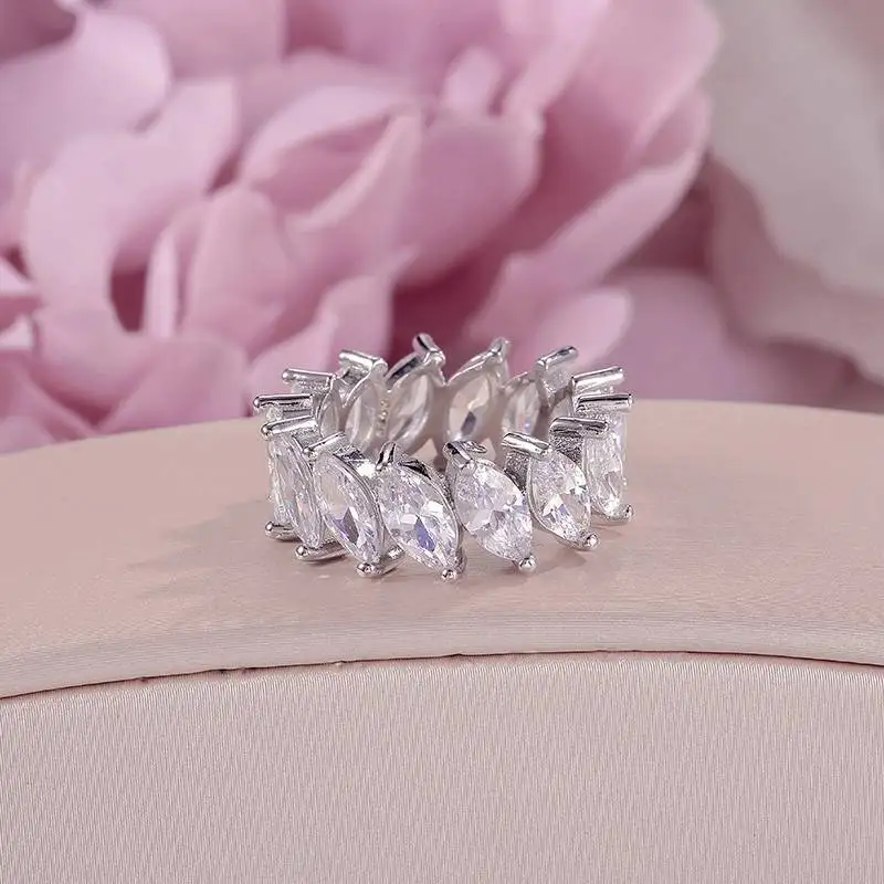 3x6 мм Marquise Moisanite кольцо около 20-21 шт всего 4.2ctw в 14k белое золото | Украшения и