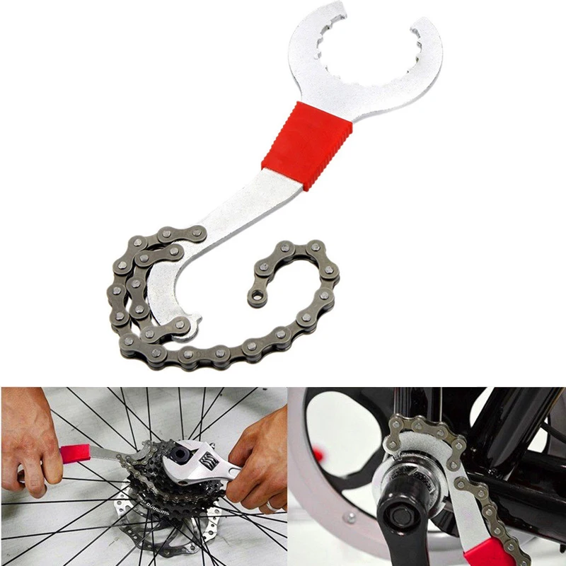 

Bicycle Chain Repair Tool Bike Chain Bracket Freewheel Whip Bottom Wrench Remover 3 in 1 Repair Tool Bicycle Accessories