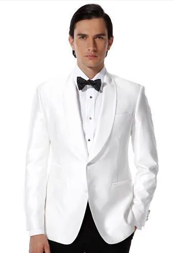 

Custom Made Two Buttons Shawl Collar White Groomsman/Men Suits Bridegroom Tuxedos Best Man Suit Wedding Suit (Jacket+Pants+tie)