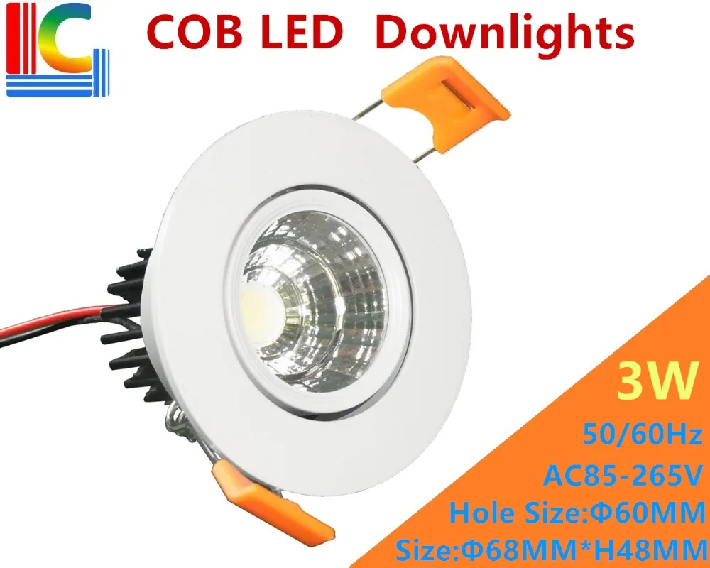 

Adjustable angle 3W 300LM COB LED Ceiling Downlight Super Brightnes Commercial Lighting Recessed Cabinet Wall Spotlight Dimmable