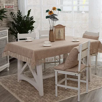 

Fringed Tablecloth Tablecloth Cotton and Linen Household Rectangular Coffee Table Cloth Table Cloth Table and Chair Set 3