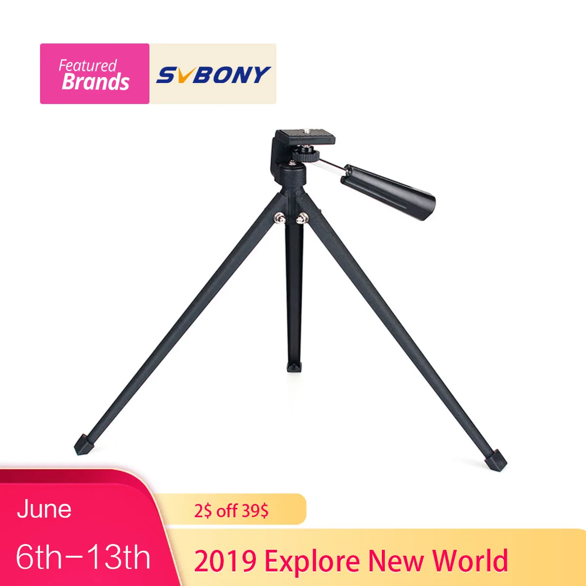 Svbony Mini Tabletop Tripod Portable Desktop Travel Tripod for Spotting Scope Monocular Medium-sized Telescopes W2802A
