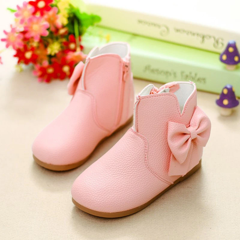 Clearance Sale Children Shoes Girls Boots 2018 Fashion Bow Soft Kids Boots Girls Shoes with Side