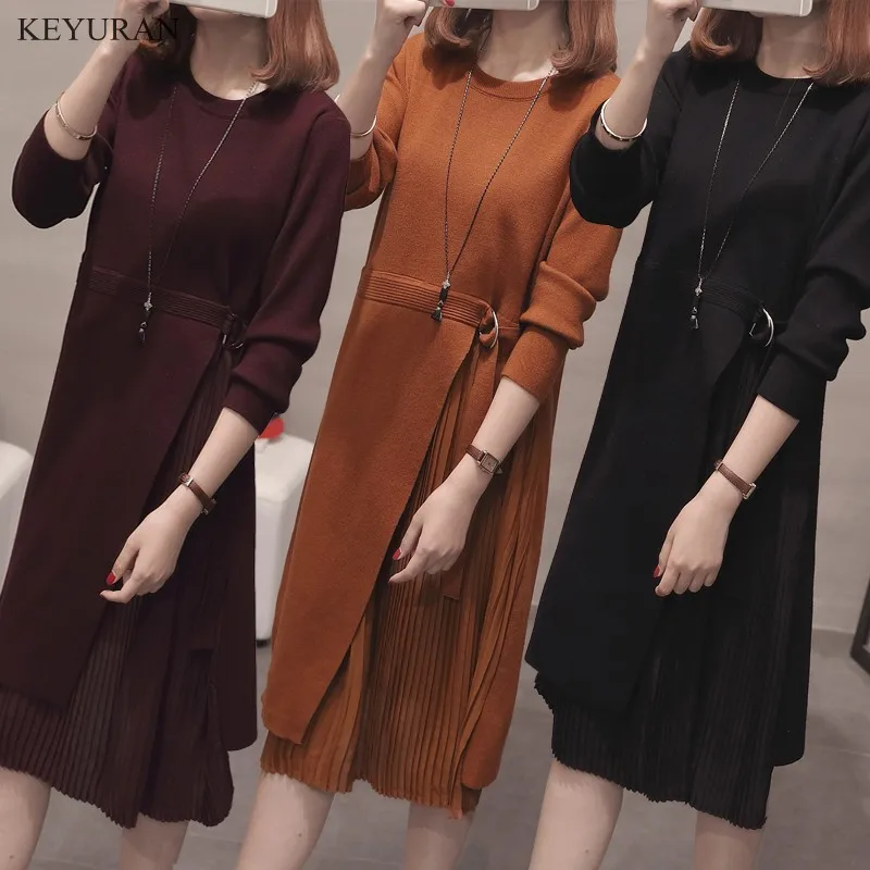 Женское трикотажное платье с длинным рукавом большие размеры|knitted dress|dress long