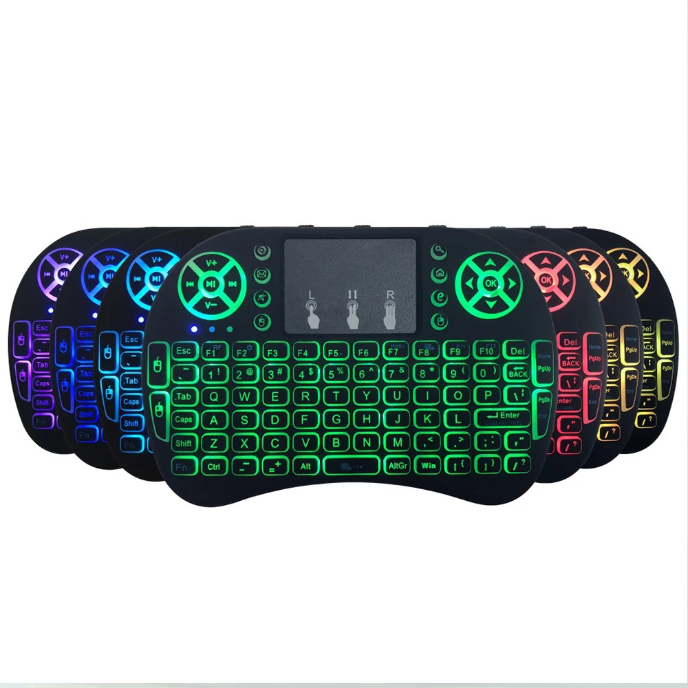 

7 color backlit i8 Mini Wireless Keyboard 2.4ghz English Russian 3 colour Air Mouse with Touchpad Remote Control Android TV Box