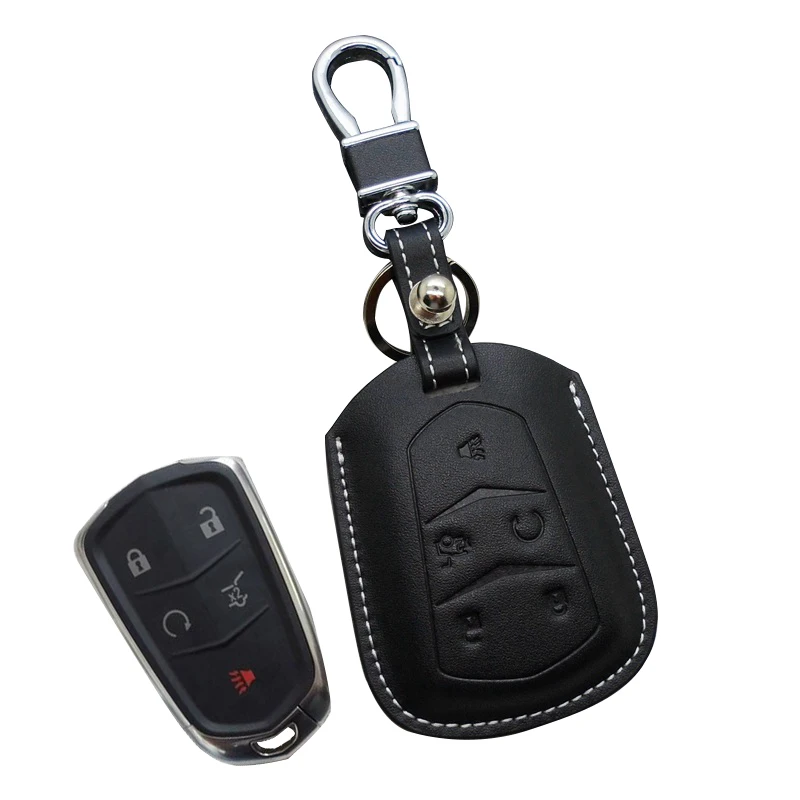 

Leather Car Key Case for 2014 2015 Cadillac SRX ATS CTS XTS 2017 2018 XT5 CT6 Key Fob Cover Bag Smart Key Holder Car Accessories